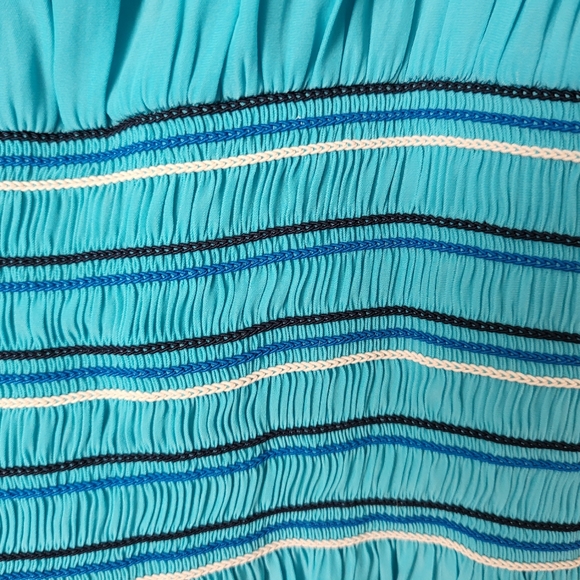 Ramy Brook Dany VNeck Sleeveless Embroidered Mini Dress Smocked Drop Waist Large - Picture 6 of 11